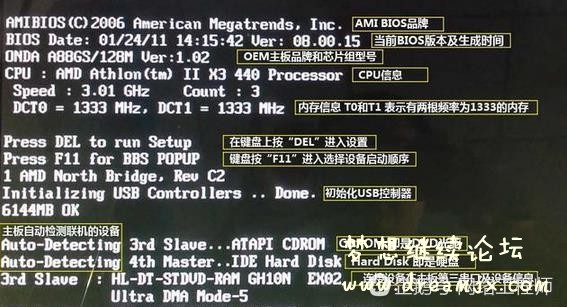 电脑开机第一画面包含信息汇总本地化处理；包含主板相关硬件信息。